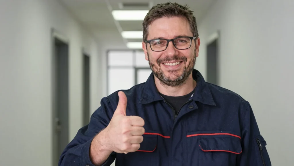 Portrait einer Elektrofachkraft bei der Kundenberatung