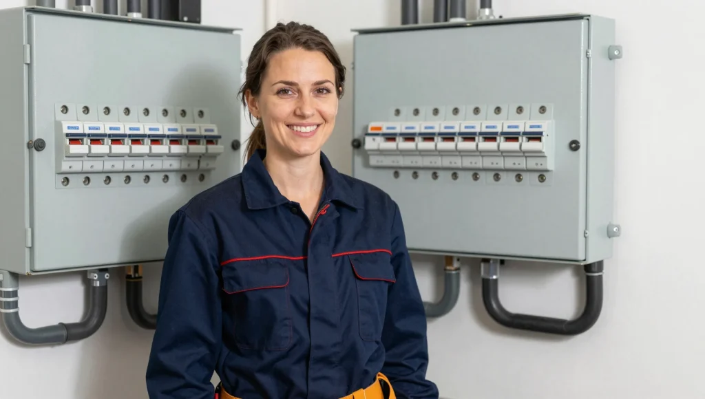 Portrait einer Elektrofachkraft bei der Arbeit